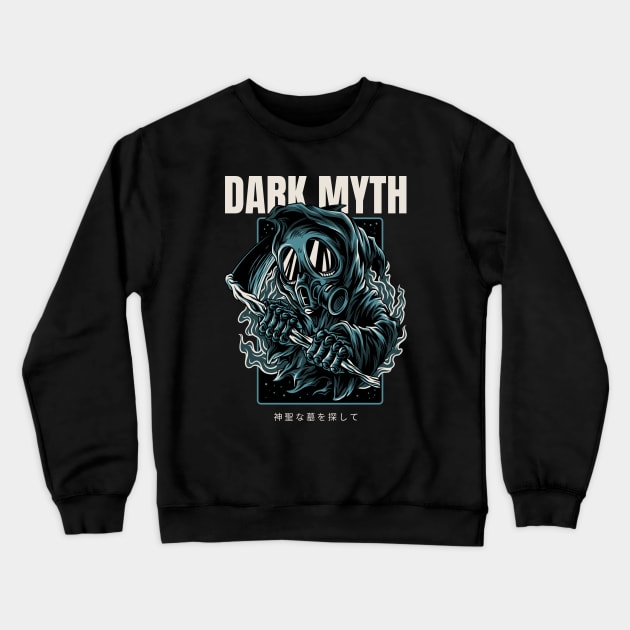 Dark Myth Gas Mask Crewneck Sweatshirt by Tip Top Tee's